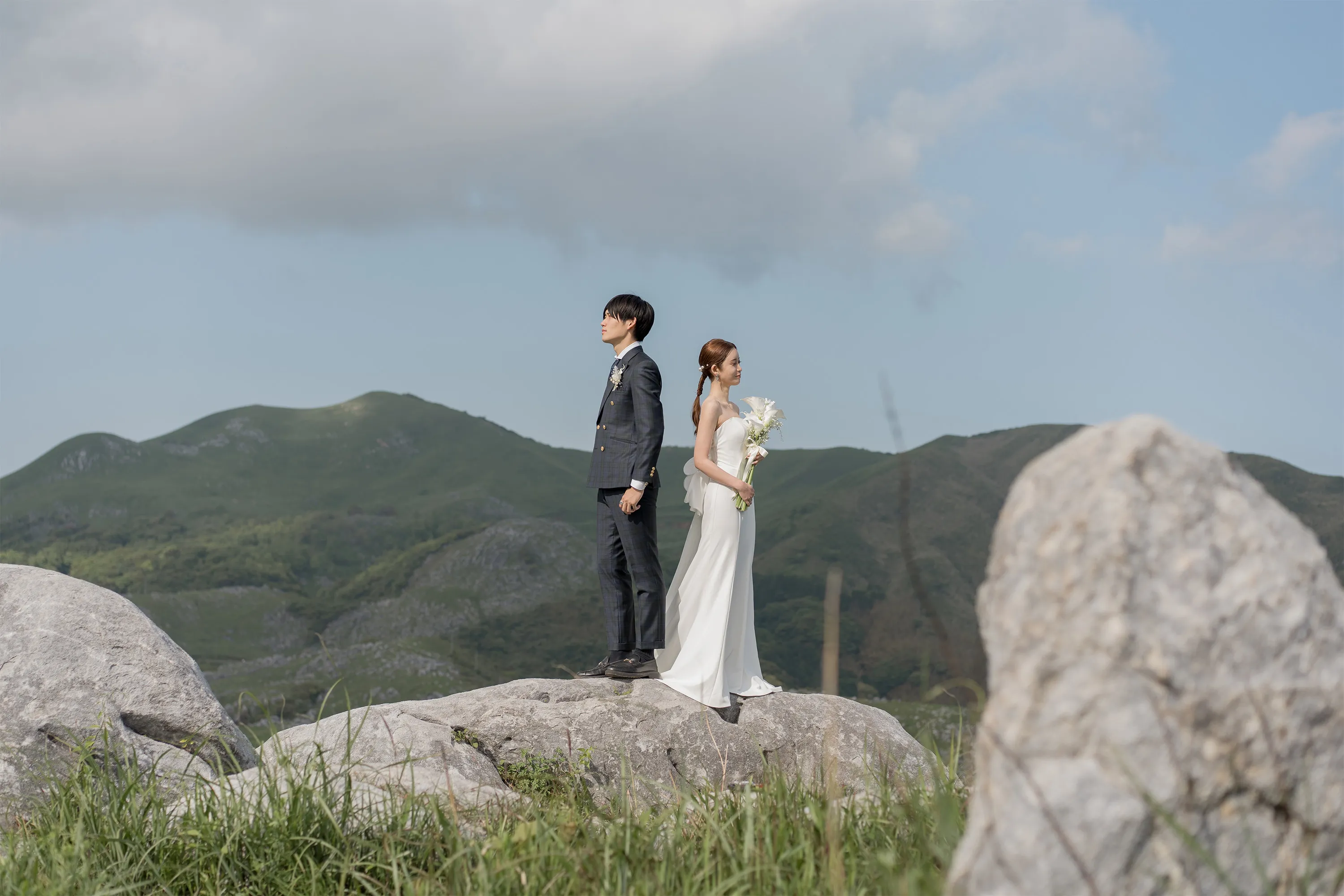 撮影場所が平尾台のウェディングフォト